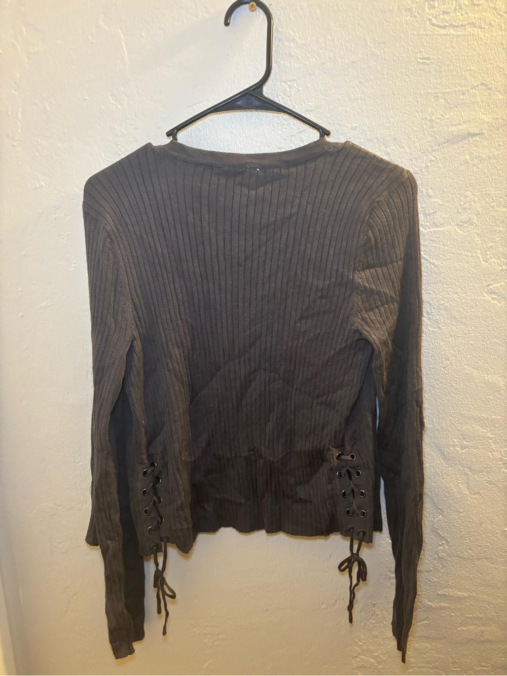 Lightweight Ribbed Open Cardigan - Gray - Picture 3 of 3